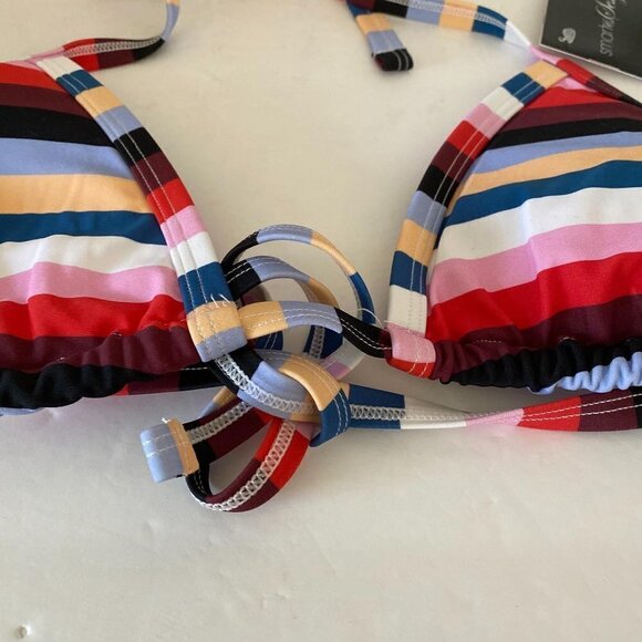 Smart & Sexy Women's NWT Striped Adjustable Tie Halter Swimsuit Top Size Medium - Picture 4 of 6